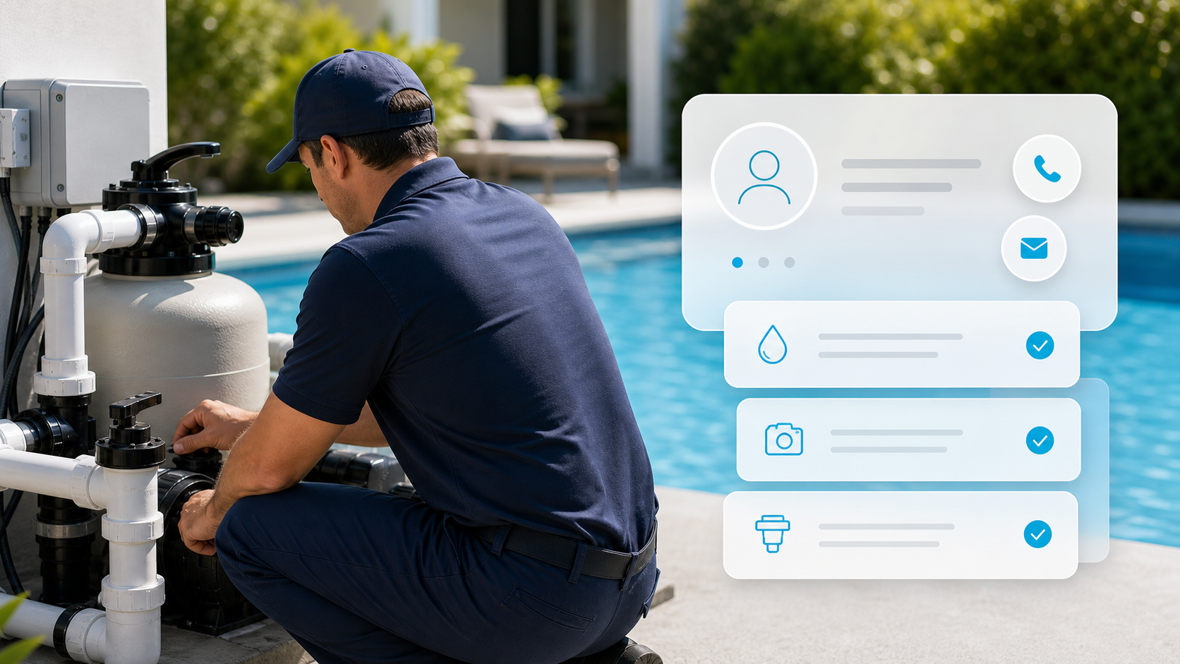 Pool equipment support and setup guidance